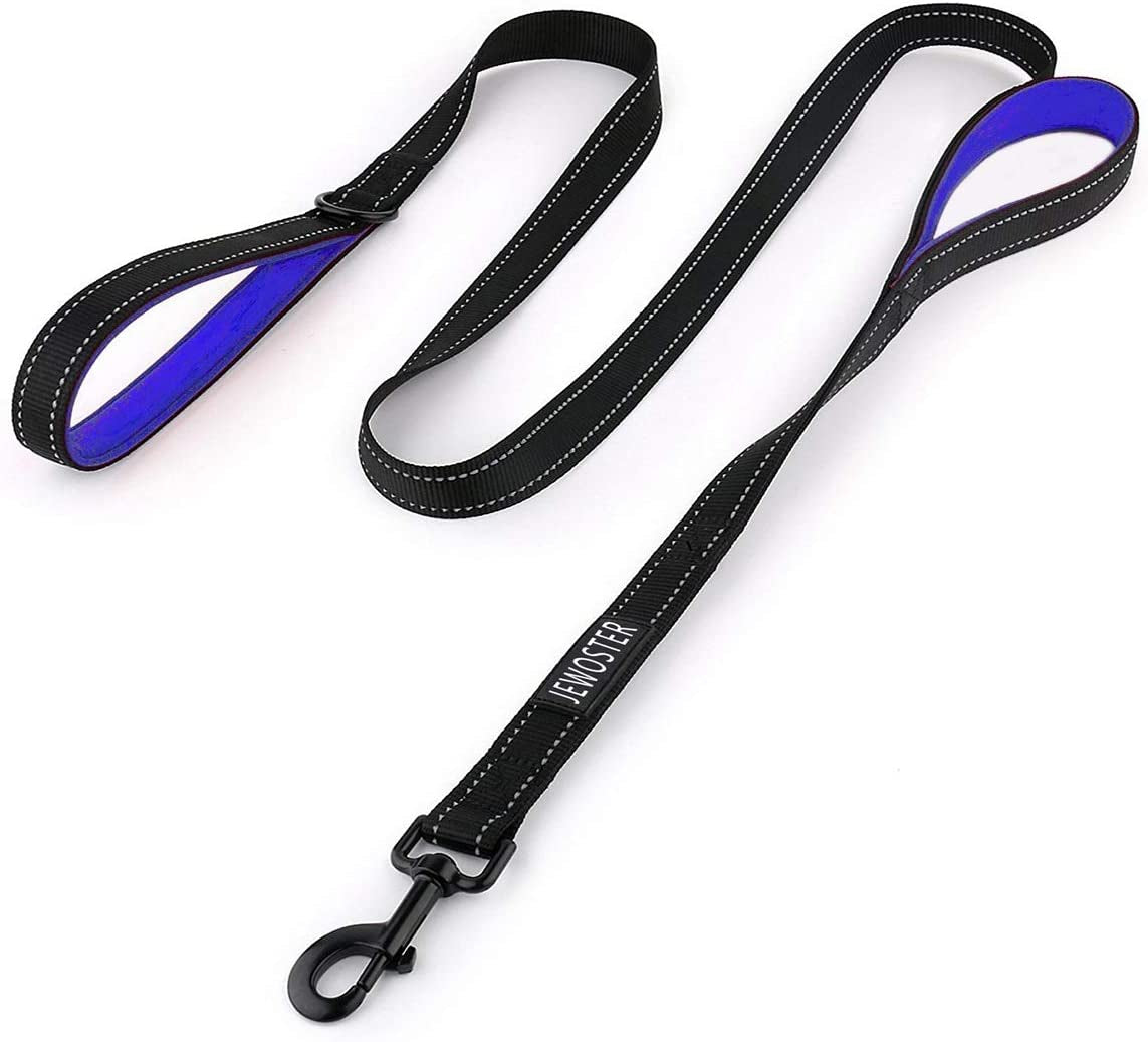 Heavy Duty Dog Leash with 2 Handles – 6 Ft Leash with Padded Traffic Handle for Extra Control (Black)