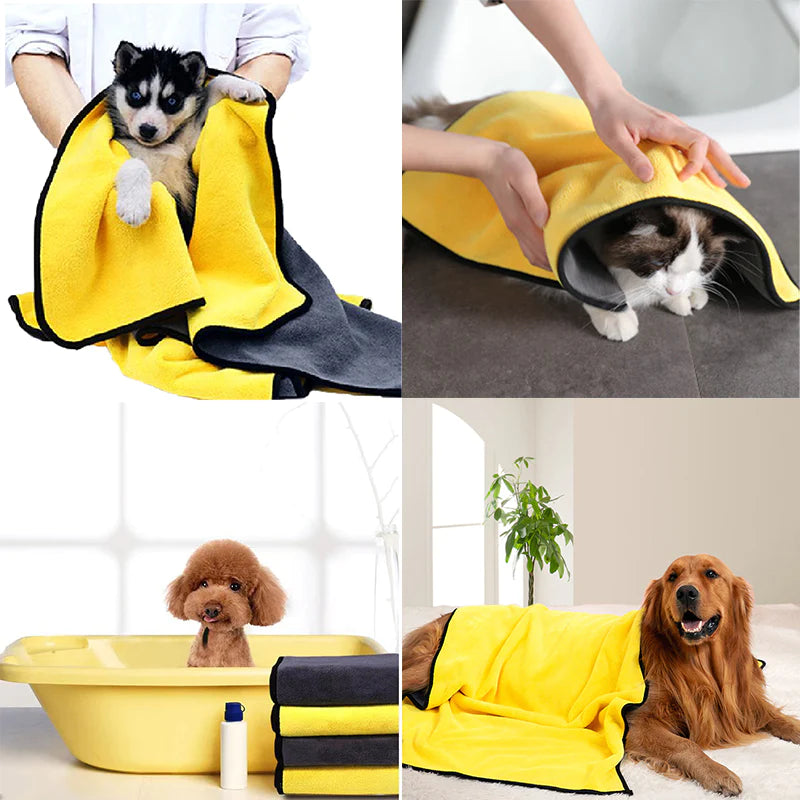 Quick-Drying Pet Dog and Cat Towels with Soft Fiber. Water-Absorbent Bath Towel.