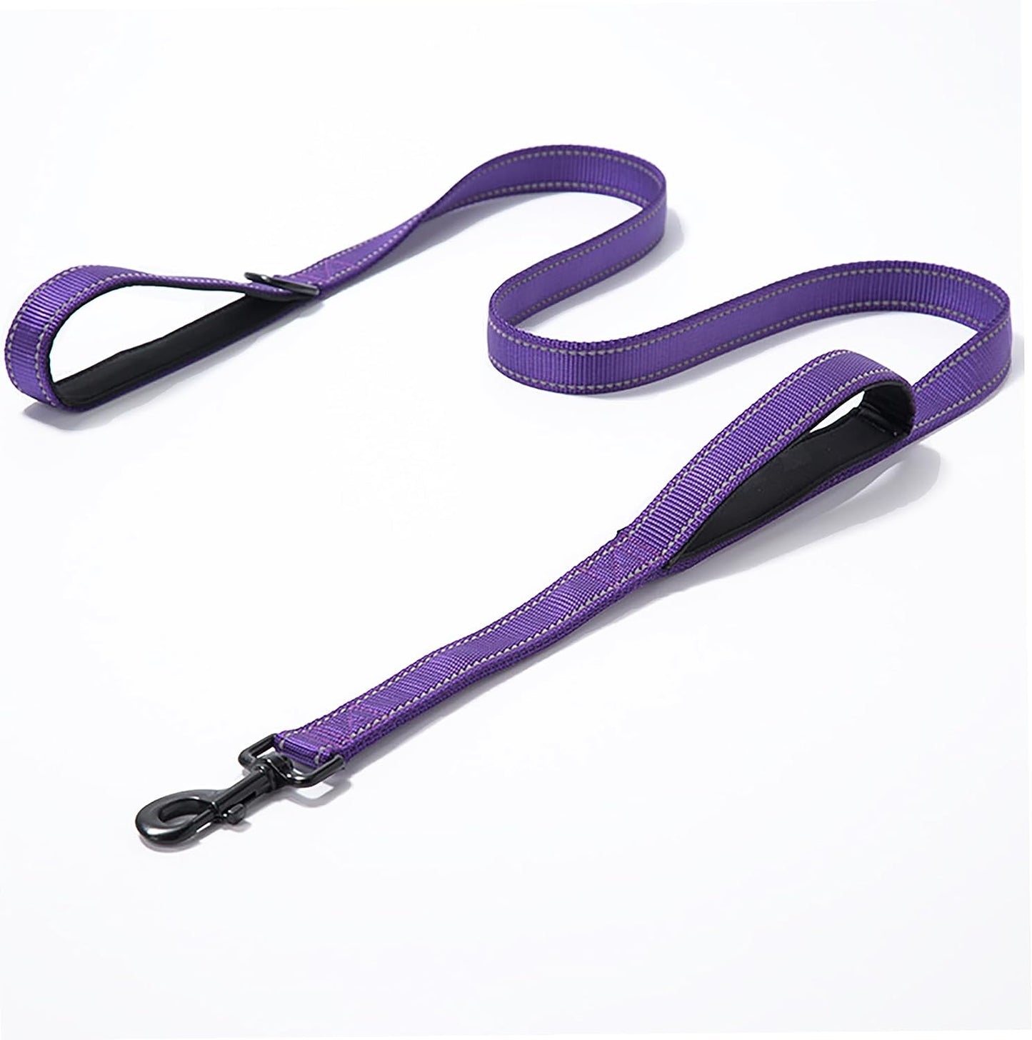 Heavy Duty Dog Leash with 2 Handles – 6 Ft Leash with Padded Traffic Handle for Extra Control (Black)