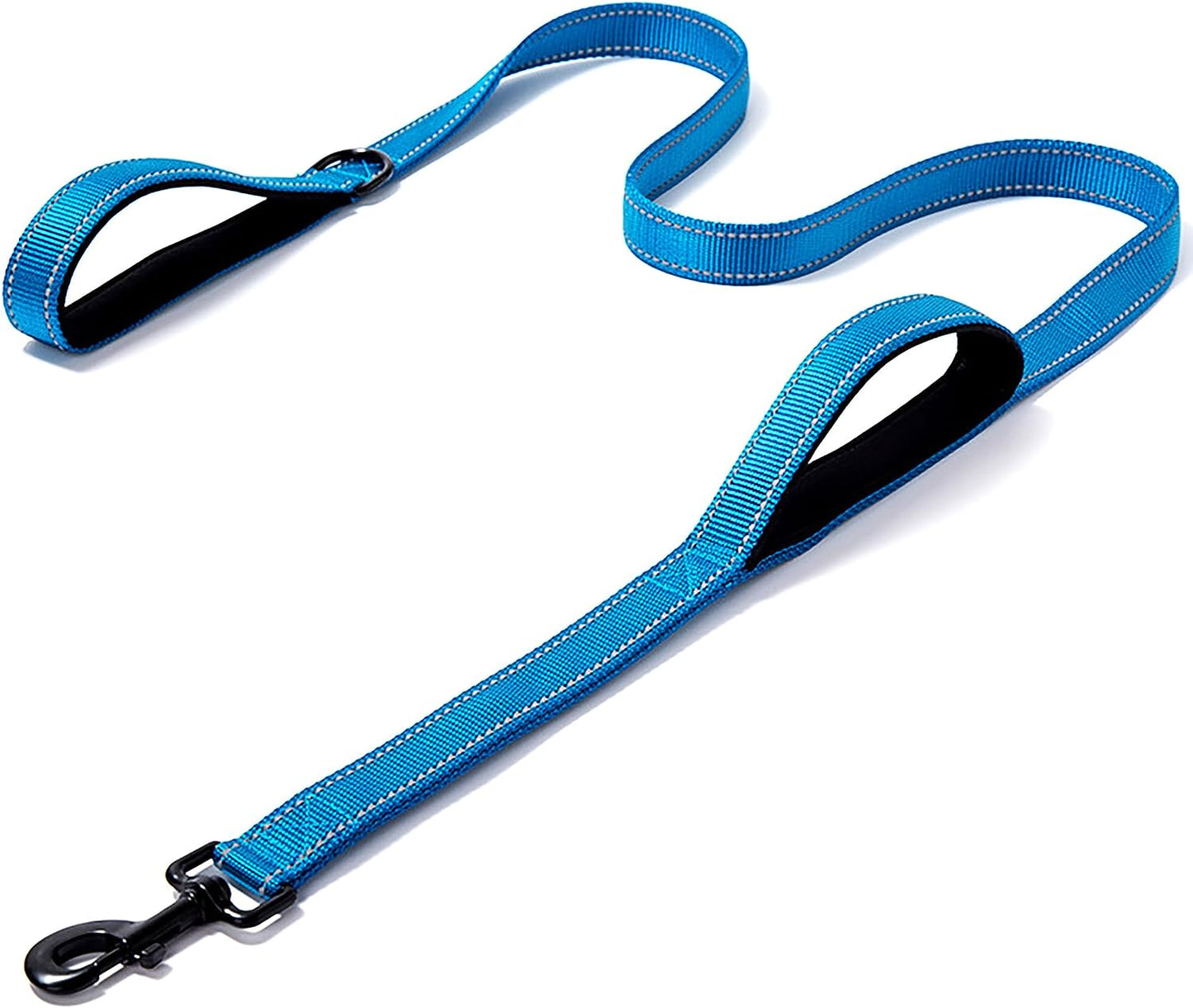 Heavy Duty Dog Leash with 2 Handles – 6 Ft Leash with Padded Traffic Handle for Extra Control (Black)