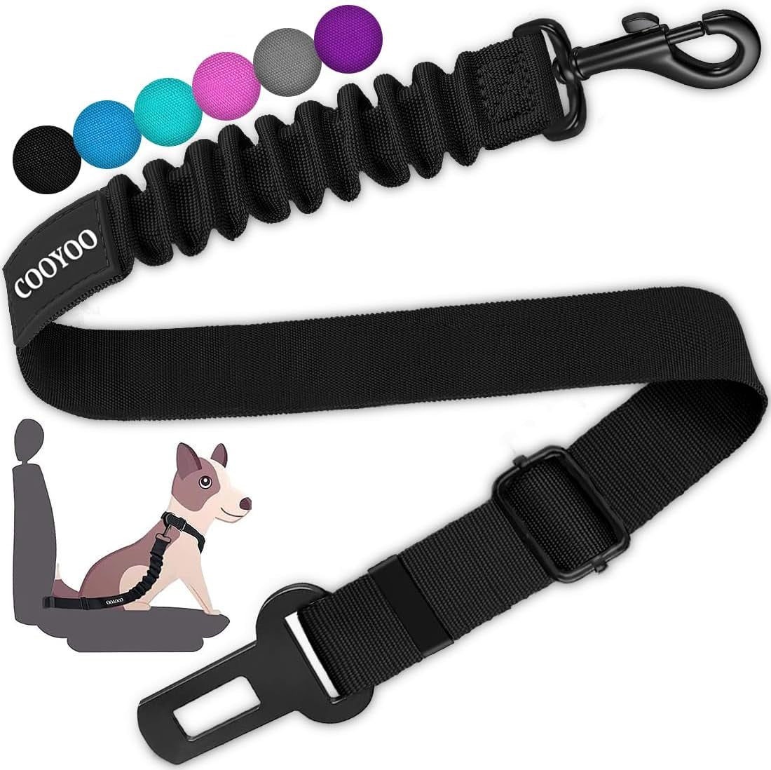 Dog Seat Belt – 3-Piece Retractable & Adjustable Car Seatbelt Set for Dogs | Heavy-Duty, Elastic & Durable Pet Car Harness for Safe Vehicle Travel