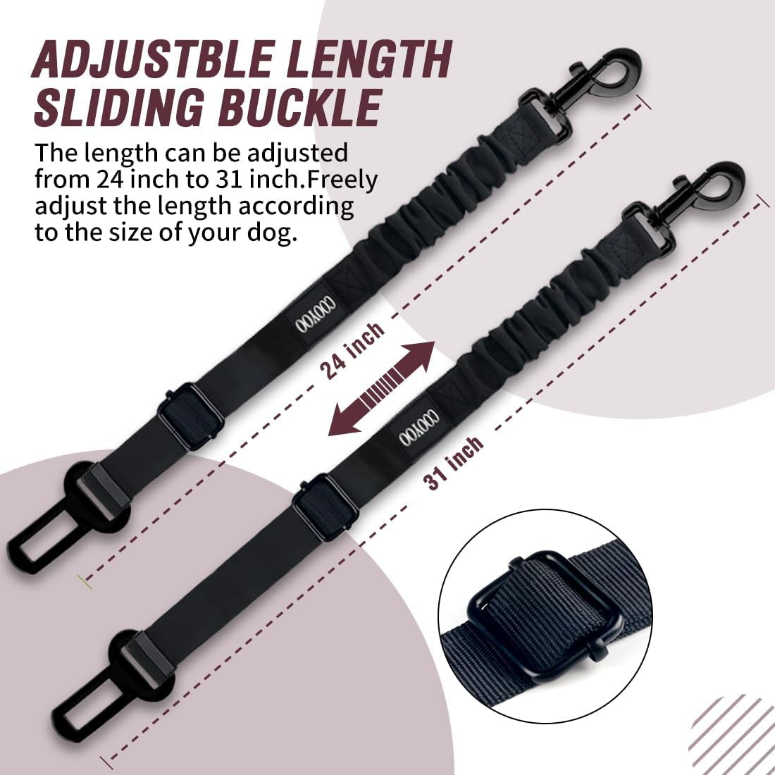 Dog Seat Belt – 3-Piece Retractable & Adjustable Car Seatbelt Set for Dogs | Heavy-Duty, Elastic & Durable Pet Car Harness for Safe Vehicle Travel