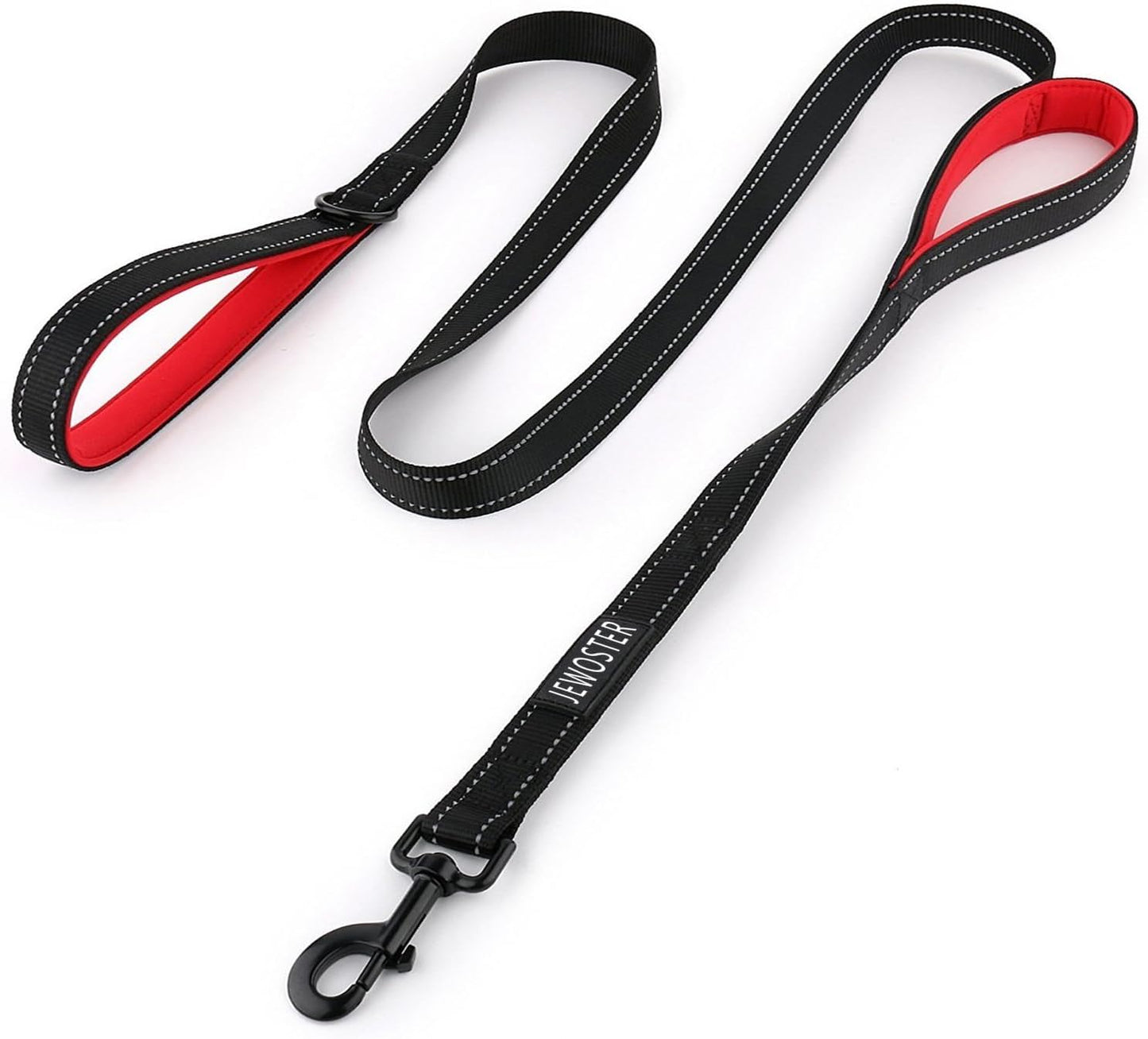 Heavy Duty Dog Leash with 2 Handles – 6 Ft Leash with Padded Traffic Handle for Extra Control (Black)