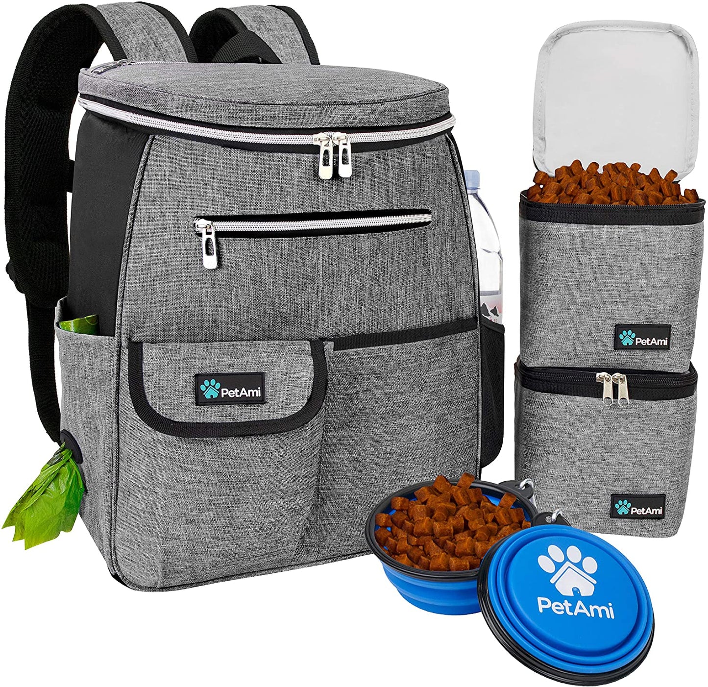 Airline-Approved Travel Backpack for Dogs – Pet Diaper Bag with Food Containers, Collapsible Bowls & Storage for Camping, Hiking & Travel.