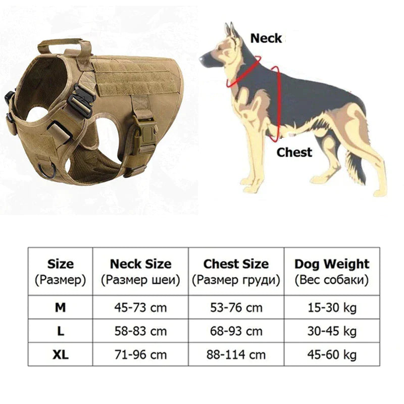 Metal Buckle Tactical Dog Harness. Training Vest.