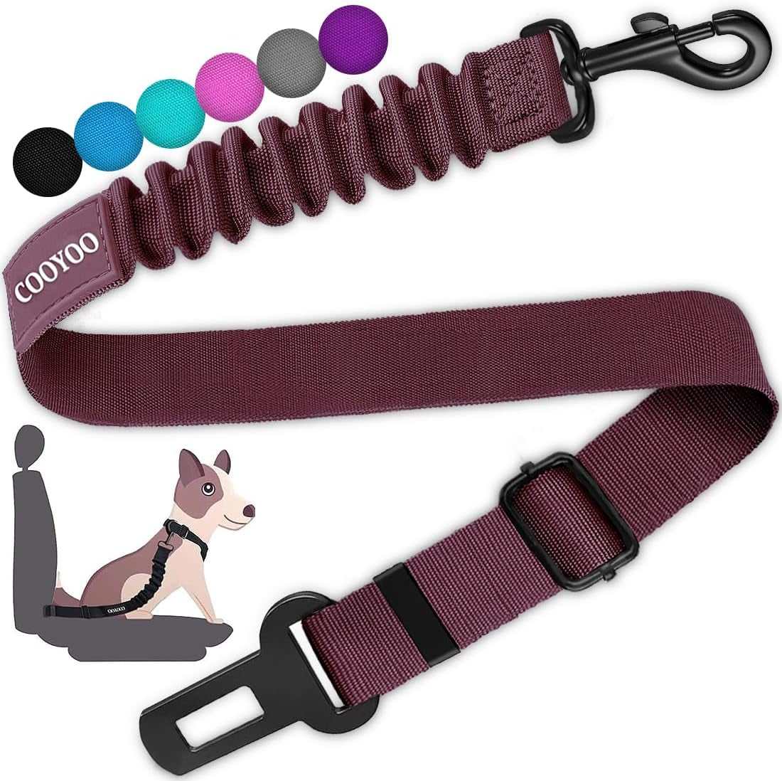 Dog Seat Belt – 3-Piece Retractable & Adjustable Car Seatbelt Set for Dogs | Heavy-Duty, Elastic & Durable Pet Car Harness for Safe Vehicle Travel