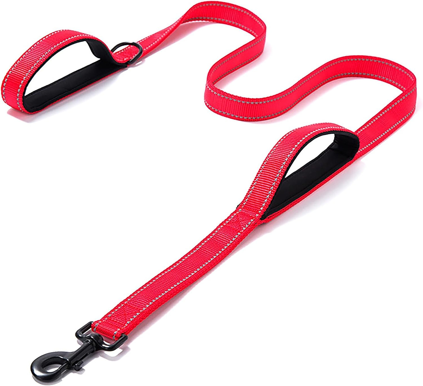 Heavy Duty Dog Leash with 2 Handles – 6 Ft Leash with Padded Traffic Handle for Extra Control (Black)
