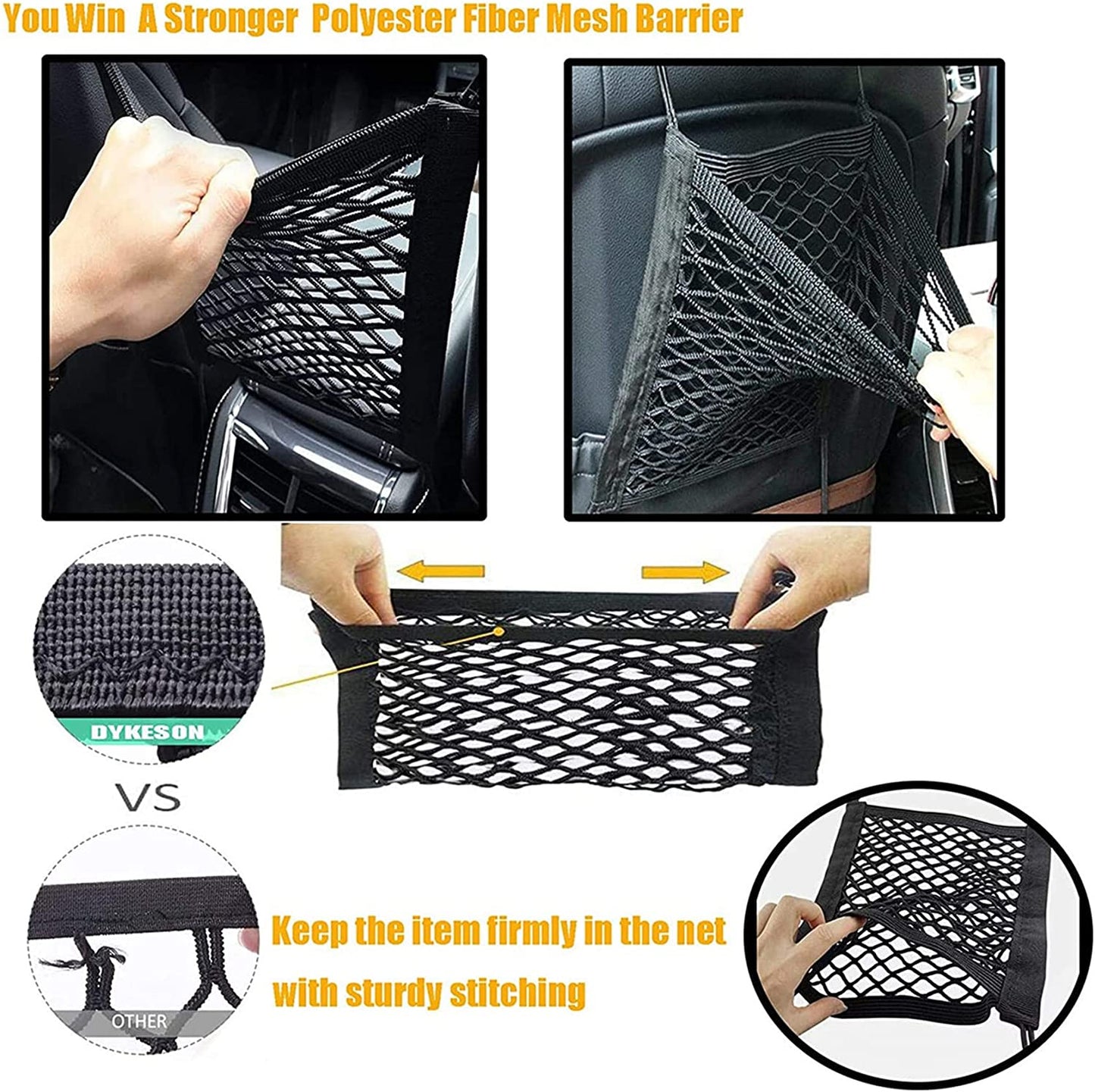 Pet Barrier Dog Car Net – Auto Safety Mesh Organizer & Stretchable Storage Bag for Cars, SUVs & Trucks