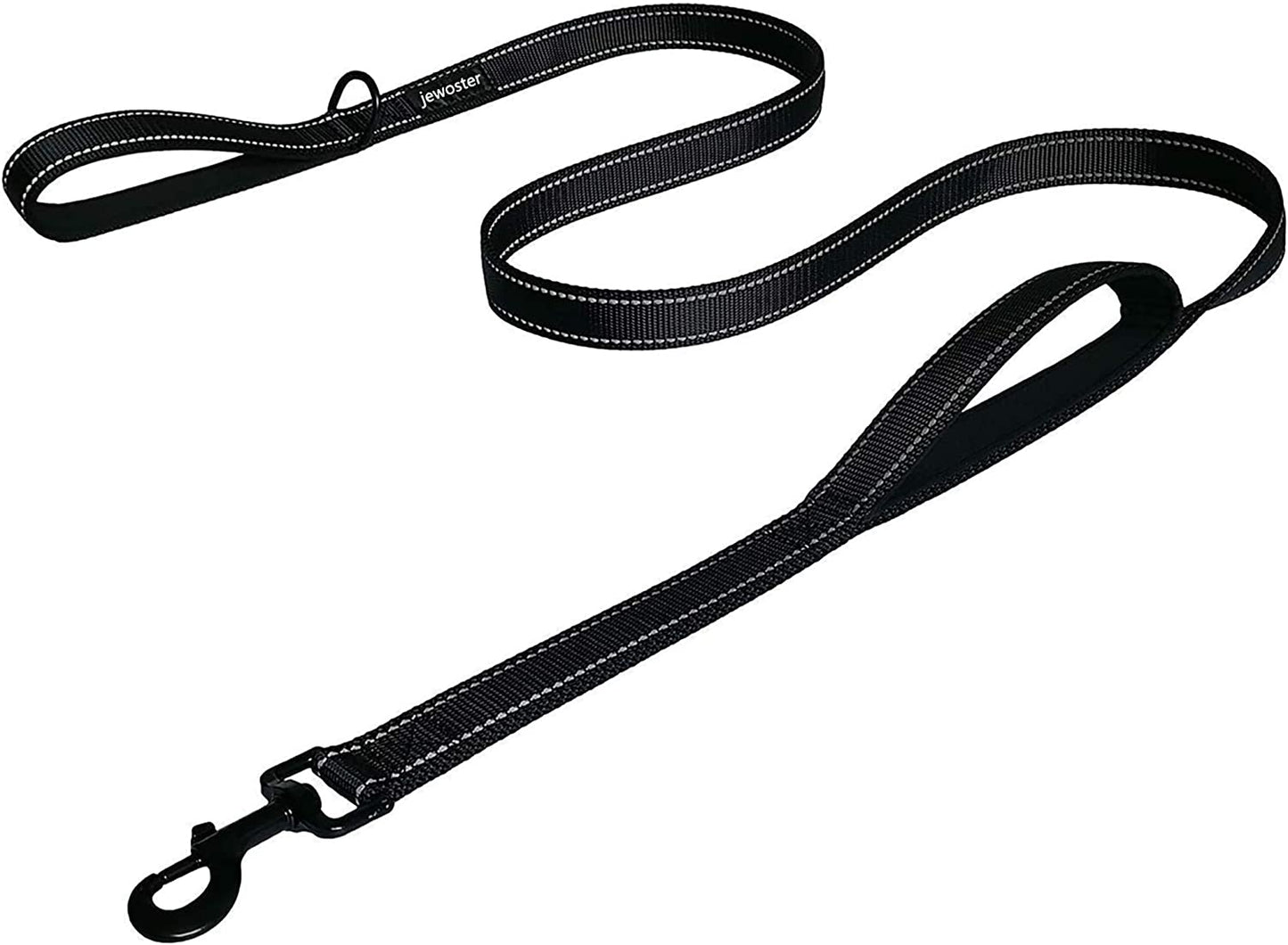 Heavy Duty Dog Leash with 2 Handles – 6 Ft Leash with Padded Traffic Handle for Extra Control (Black)