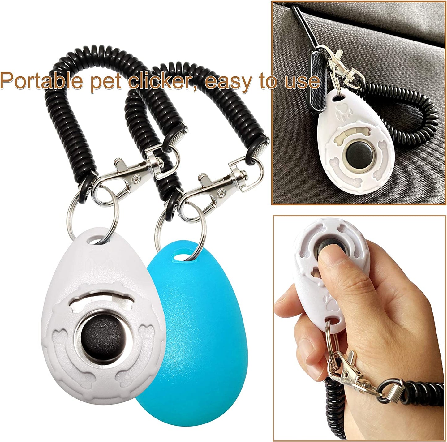 Training Clicker for Pets – 2 Pack with Wrist Strap for Dogs and pets.