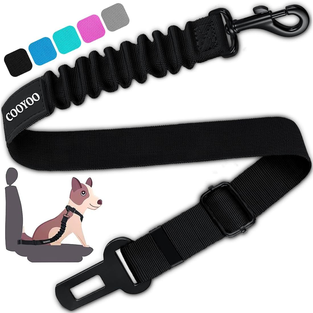 Dog Seat Belt – 3-Piece Retractable & Adjustable Car Seatbelt Set for Dogs | Heavy-Duty, Elastic & Durable Pet Car Harness for Safe Vehicle Travel
