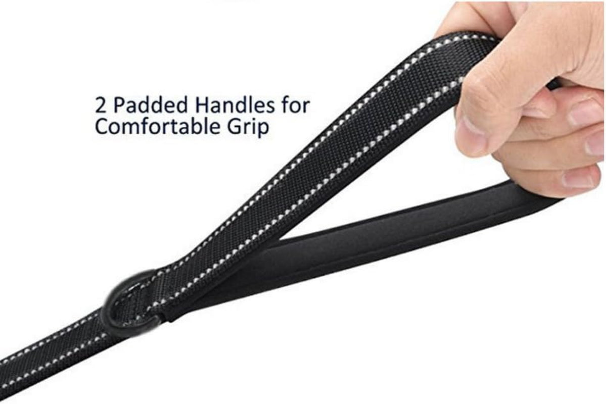 Heavy Duty Dog Leash with 2 Handles – 6 Ft Leash with Padded Traffic Handle for Extra Control (Black)