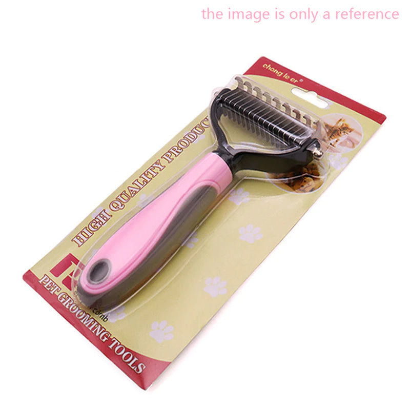 Fur Knot Cutter Dog Grooming Shedding Tool – Double-Sided Pet Hair Removal Comb Brush