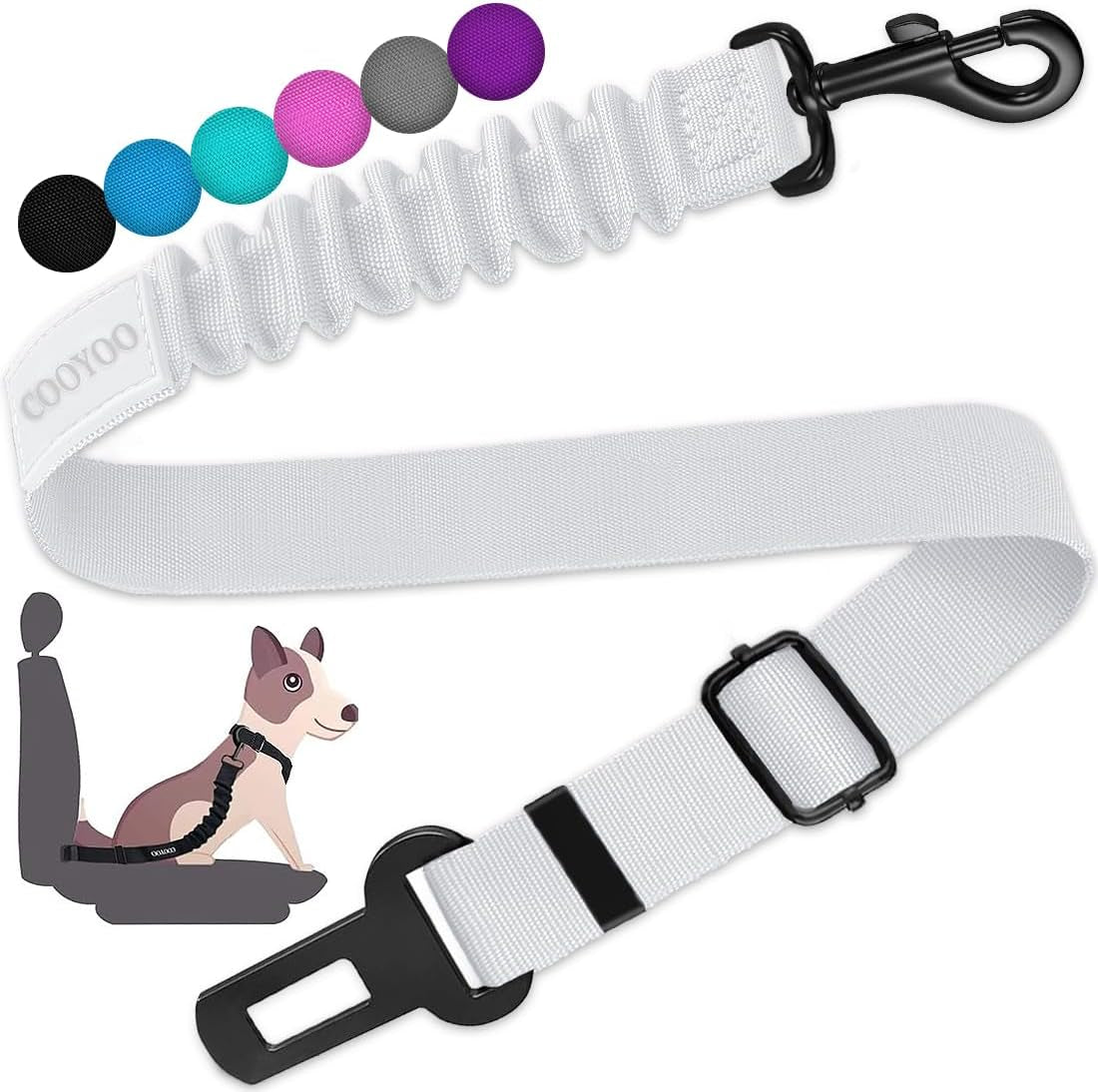 Dog Seat Belt – 3-Piece Retractable & Adjustable Car Seatbelt Set for Dogs | Heavy-Duty, Elastic & Durable Pet Car Harness for Safe Vehicle Travel