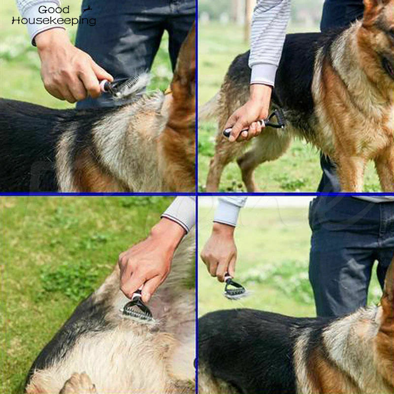 Fur Knot Cutter Dog Grooming Shedding Tool – Double-Sided Pet Hair Removal Comb Brush