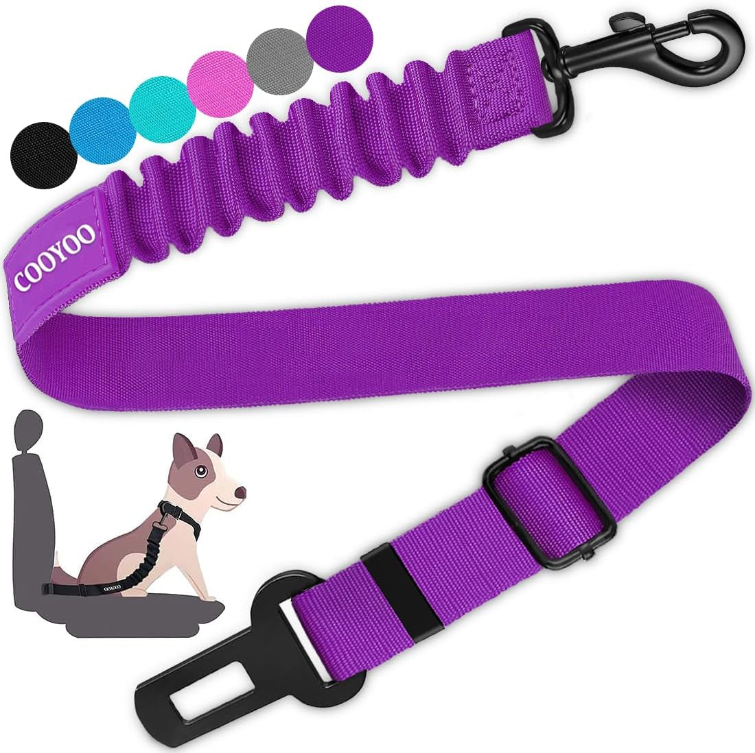 Dog Seat Belt – 3-Piece Retractable & Adjustable Car Seatbelt Set for Dogs | Heavy-Duty, Elastic & Durable Pet Car Harness for Safe Vehicle Travel