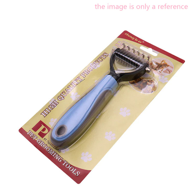 Fur Knot Cutter Dog Grooming Shedding Tool – Double-Sided Pet Hair Removal Comb Brush