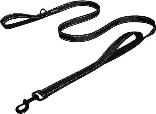Heavy Duty Dog Leash with 2 Handles – 6 Ft Leash with Padded Traffic Handle for Extra Control (Black)
