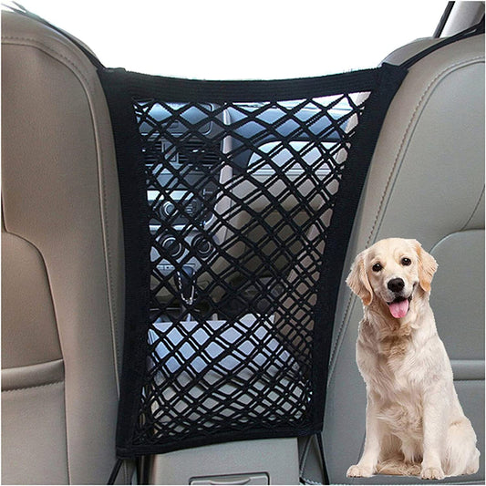 Pet Barrier Dog Car Net – Auto Safety Mesh Organizer & Stretchable Storage Bag for Cars, SUVs & Trucks
