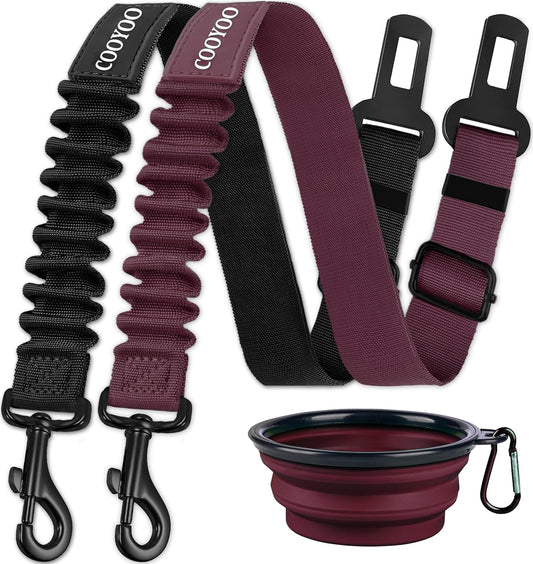 Dog Seat Belt – 3-Piece Retractable & Adjustable Car Seatbelt Set for Dogs | Heavy-Duty, Elastic & Durable Pet Car Harness for Safe Vehicle Travel